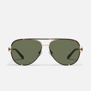 Quay High Key Twist Aviator Sunglasses Dark Tortoise / Green